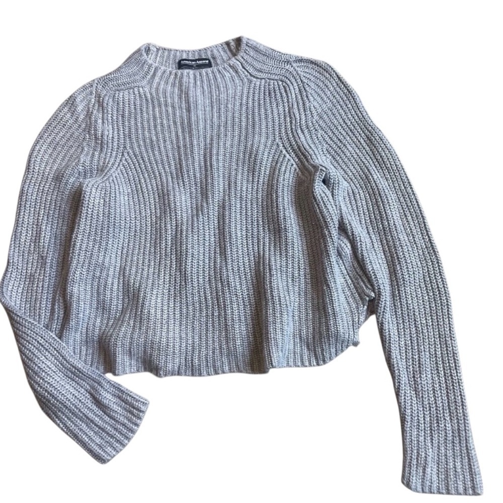 American Apparel Light Gray Ribbed Knit Sweater Size XS